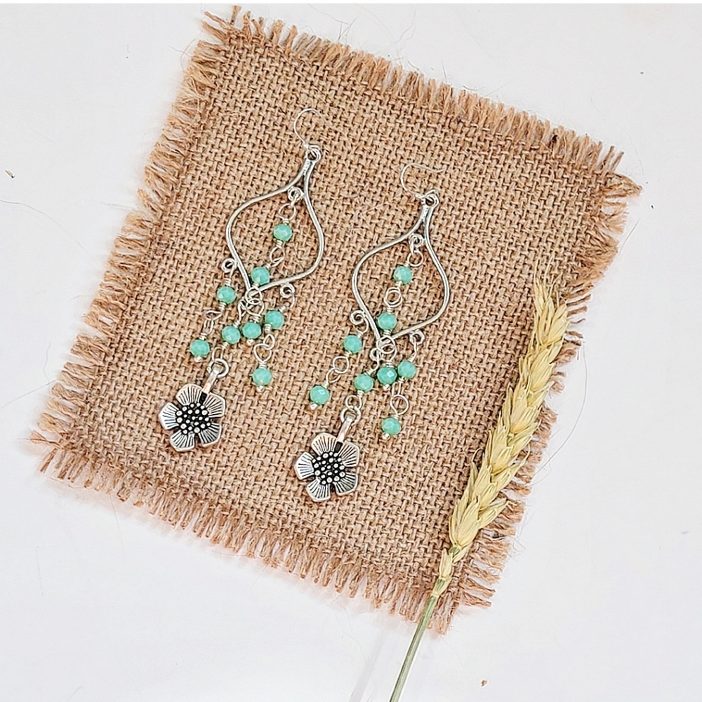 ARTISAN BOHO SILVER FLOWER EARRINGS